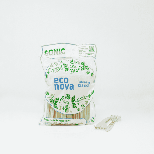 Tenedor Pastelero Nova | EcoSonic | TNPSBG01ESL | Al:12.6 cm | Biodegradable | 60/50 pzs